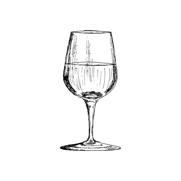 A glass of red wine Vintage Hand Drawn Sketch Vector illustration. — Stock Vector