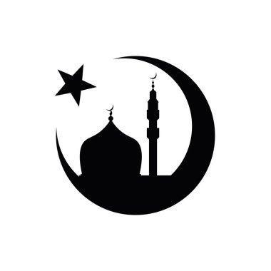 Eid Al Kurban Bayramı. Yazı kompozisyonu moslim cami bina ile kutsal ay.