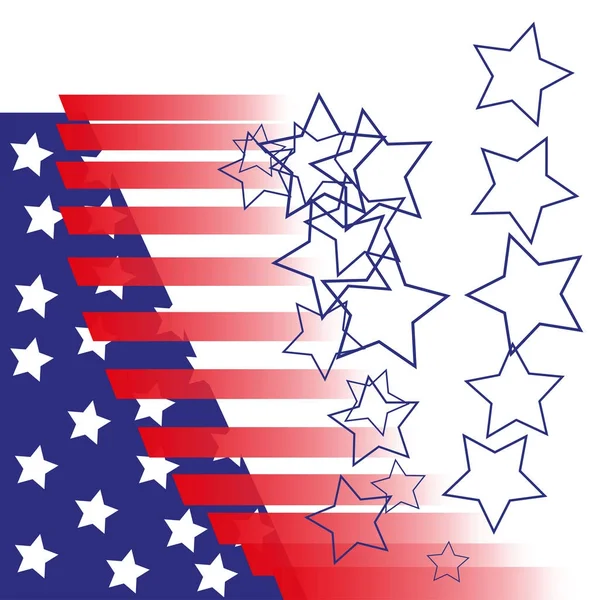 Bandera americana. Rayas y estrellas. Rojo y azul. El fondo de la portada, pancarta, volantes . — Foto de Stock