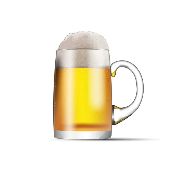 Скляний кухоль з пивом і піною ізольовано на білому тлі . — стоковий вектор