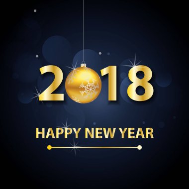 Altın harfleri ve topları ile 2018 mutlu yeni yıl arka plan.