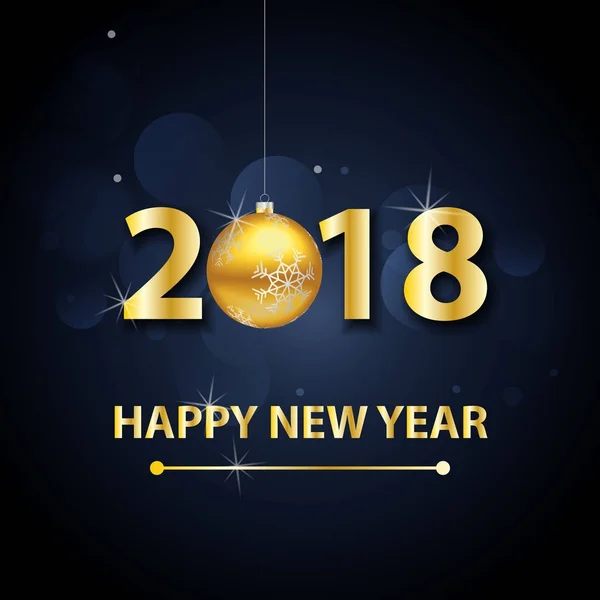 2018 Feliz Año Nuevo fondo con letras y bolas de oro . — Vector de stock