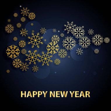 Altın harfler ve kar taneleri ile 2018 mutlu yeni yıl arka plan.