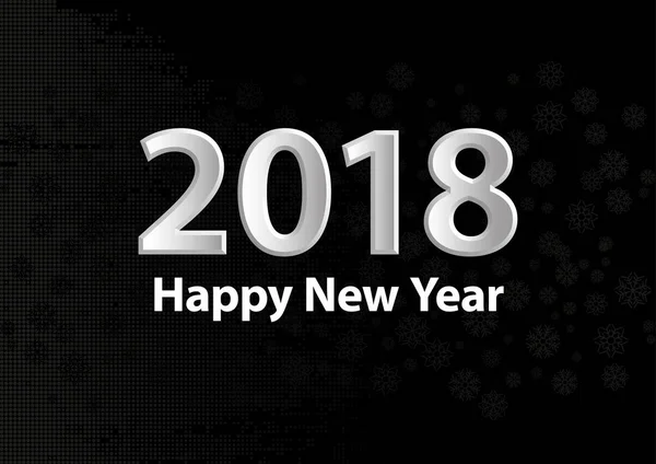 2018 Feliz Año Nuevo vector de fondo con números de brillo de plata. Cartel retro festivo con textura brillante . — Vector de stock