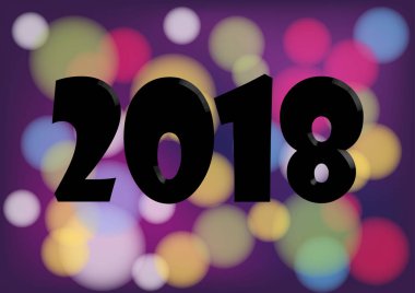 Siyah numaraları ile 2018 happy New Year vektör arka plan. Parıldayan ile şenlikli retro poster doku.