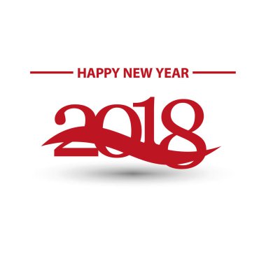Mutlu yeni yıl 2018 metin tasarım vektör çizim.