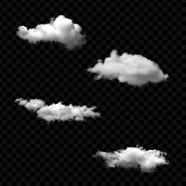 Conjunto vectorial de nubes aisladas realistas en el fondo transparente. — Vector de stock