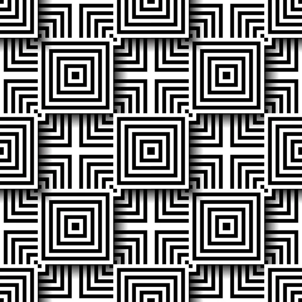 Geometrik desen. Siyah ve beyaz. Kareler ve çizgiler. Soyut hipster moda tasarımı.