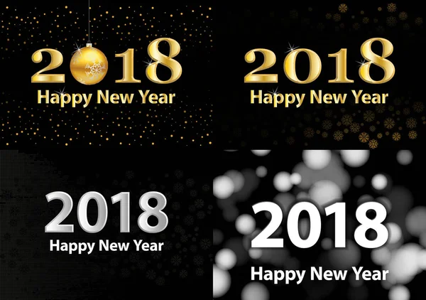 2018 Счастливого Нового Года векторный фон с серебристыми глиттерными номерами. Праздничный ретро-плакат с мерцающей текстурой . — стоковый вектор