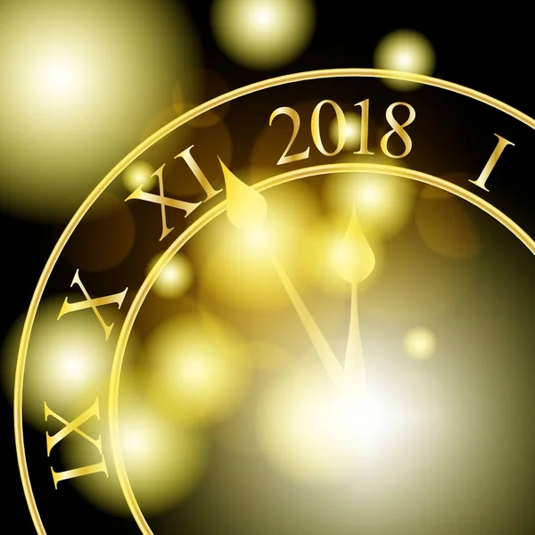 2018 yeni yıl afiş saati ile parlayan. Vektör çizim.