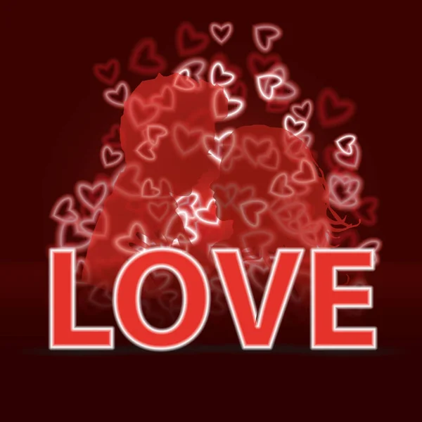 Arrière-plan dans des tons rouges avec des cœurs pour la Saint-Valentin — Image vectorielle