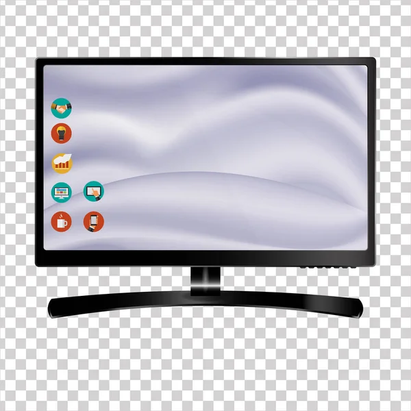 Neue Monitorfront und schwarze Vektorzeichnung eps10-Format isoliert auf transparentem Hintergrund — Stockvektor