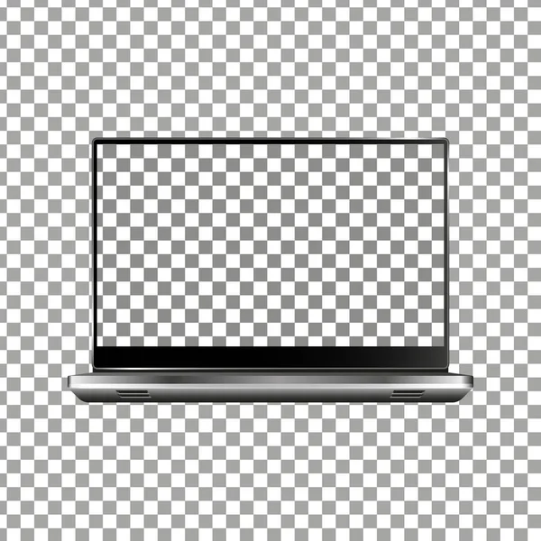 Новый передний и черный векторный чертеж ноутбука в формате eps10 изолирован на прозрачном фоне — стоковый вектор
