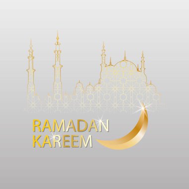 Ramazan Kareem İslam tasarım Hilal ay ve Camii kubbe siluet Arapça desenli