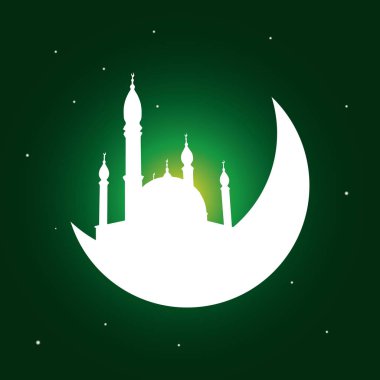 Ramazan Kareem İslam tebrik tasarım çizgi Camii kubbe ile ay