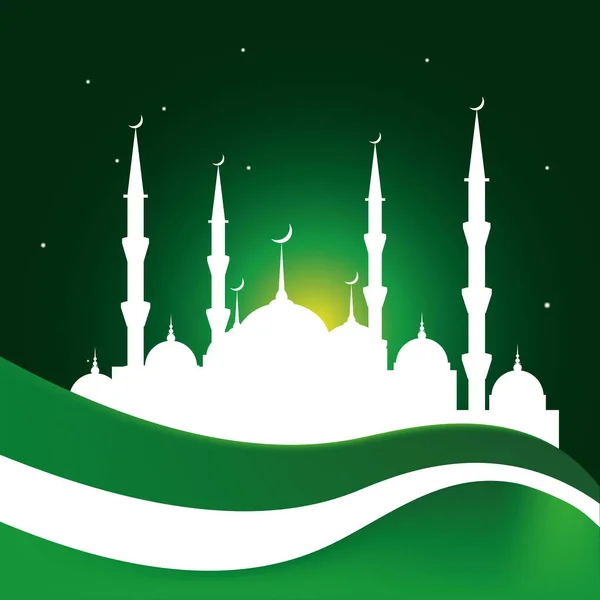 Ραμαζάνι Kareem ισλαμική χαιρετισμό Σχεδιασμός γραμμή Τζαμί θόλο με μήνα — Διανυσματικό Αρχείο