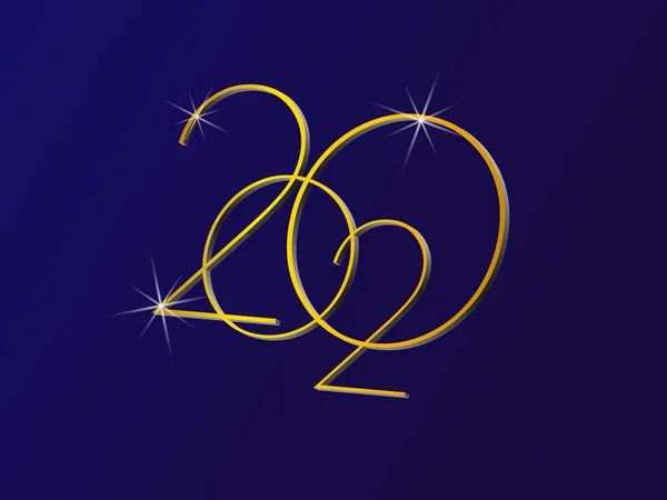Golden 2020 logotipo do Ano Novo. Cartão de felicitações. Ilustração vetorial. Design de férias para cartão de saudação, convite, calendário, etc . — Vetor de Stock