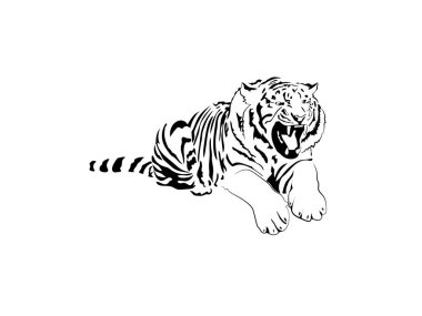 Kaplan. Dövme, şablon, logo. Siyah ve beyaz.