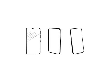 Boş uygulama ekranlı modern cep telefonu modeli. Mobil ui kitinizi oluşturmak ve göstermek için tel çerçeveleme ekranları şablonu. Vektör illüstrasyonu