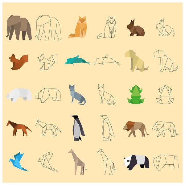 Origami de papel Animales — Vector de stock