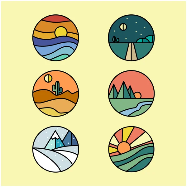 Set of six landscape logos — Stockový vektor