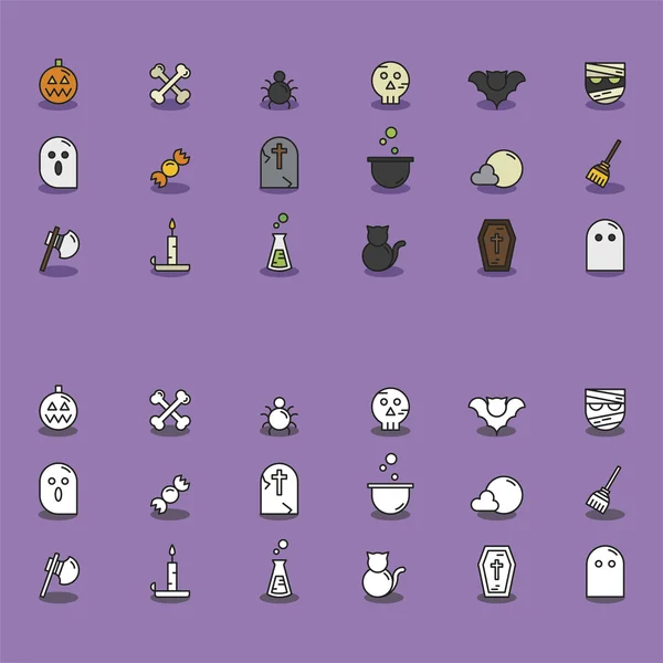 Set di icone piatte di Halloween — Vettoriale Stock
