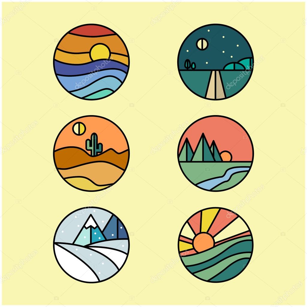 Logo design series of landscapes