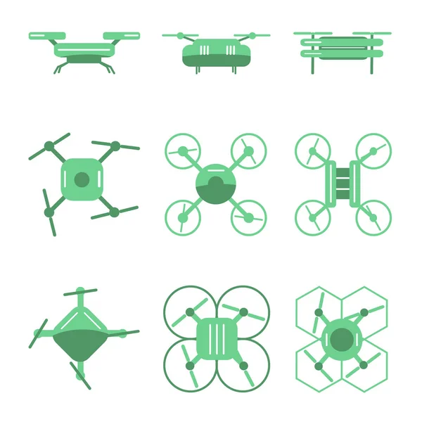 İzole arka plan üzerinde basit farklı dronlar kümesi