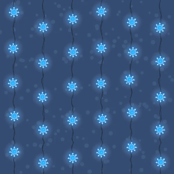 Noel ve yeni yıl Mavi ışıklar çelenk Dikişsiz desen yol açtı.