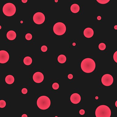 Koyu arka plan üzerinde kırmızı daireler ile vektör seamless modeli