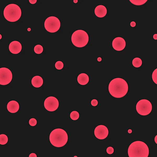 Koyu arka plan üzerinde kırmızı daireler ile vektör seamless modeli
