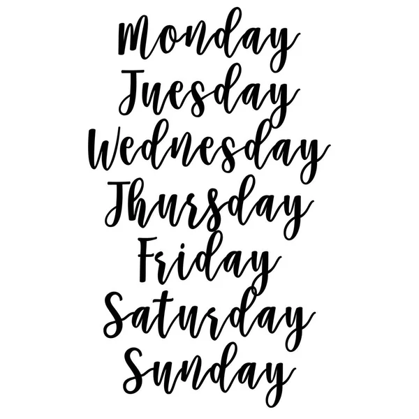 Hafta gün el yazısı. Modern fırça hat.