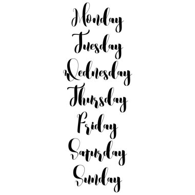 Hafta gün el yazısı. Modern fırça hat.