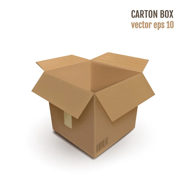 Caja Cartón Marrón Aislada Sobre Fondo Blanco Caja Cartón Vectorial — Vector de stock