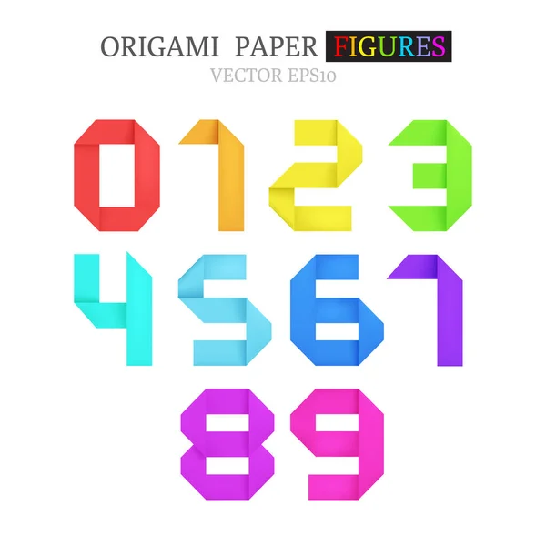 Satz von fetten bunten Origami-Papierfiguren — Stockvektor