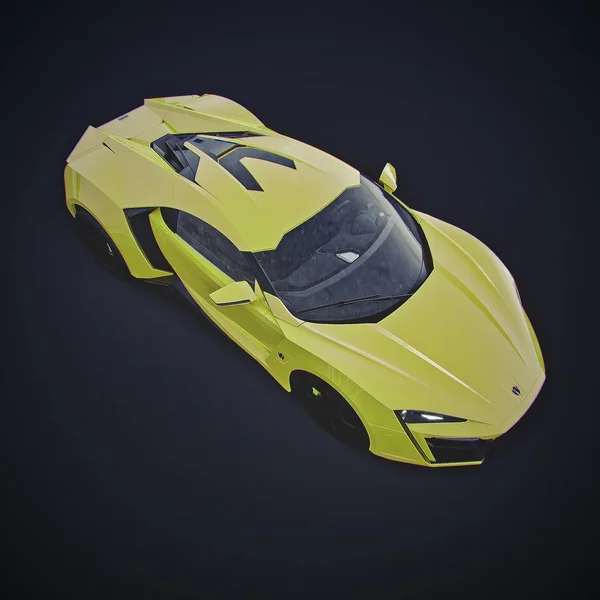 Elegant super sports car - top down view illustration 3d