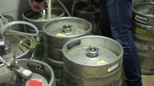 New a keg with fresh beer — Stock Video