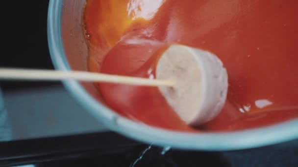 Close-up of a pastry chef preparing a pate — Stock Video