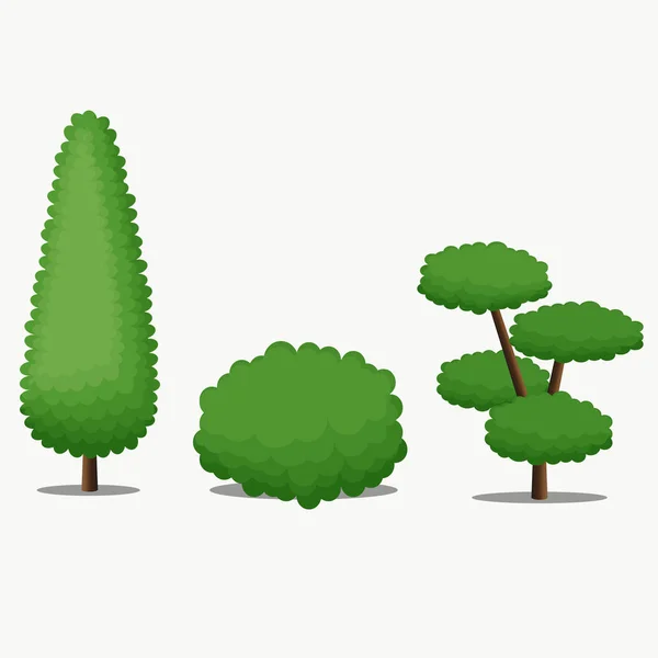 Садовое дерево с разной формой. Векторная иллюстрация . — стоковый вектор