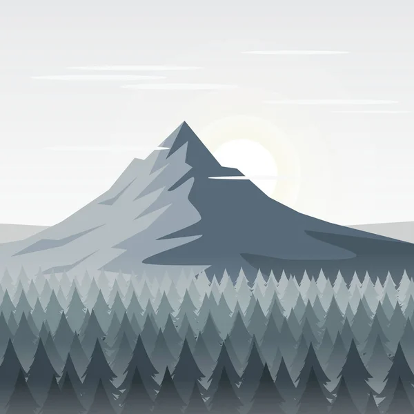 Montaña y bosque de pino Antecedentes.Vector Ilustración . — Vector de stock
