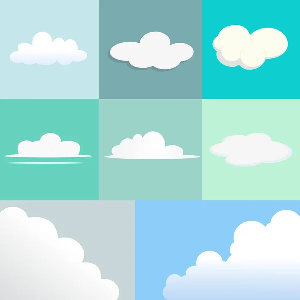 Ensemble de nuages avec différentes formes et textures . — Image vectorielle