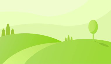 Horizon.Green alan sabah sahne için önde gelen yol ile yeşil tepeler.