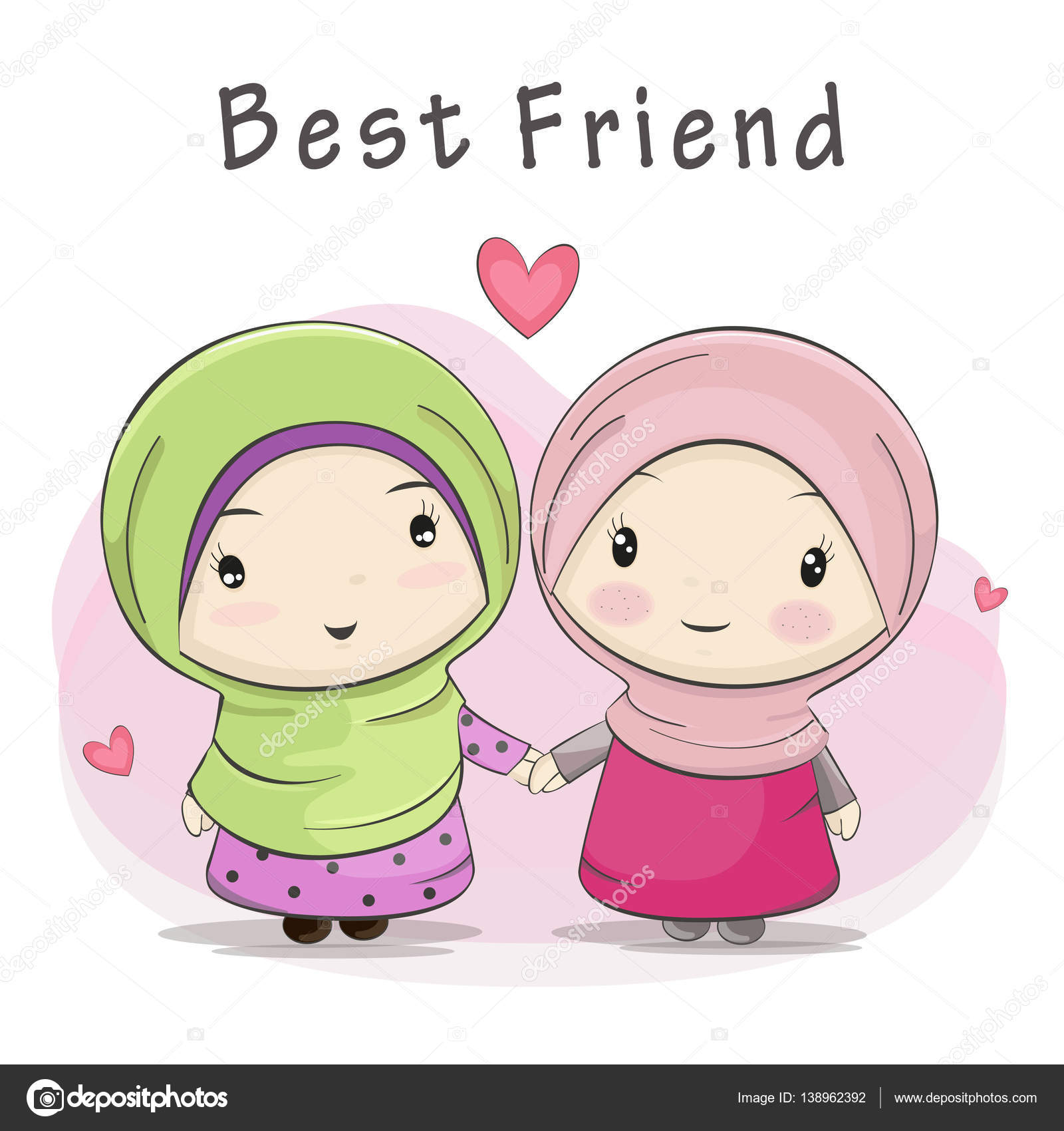 Best Friend of Two Cute Muslim Girls Cartoon Stock Vector Image by  ©Aghadhia #138962392