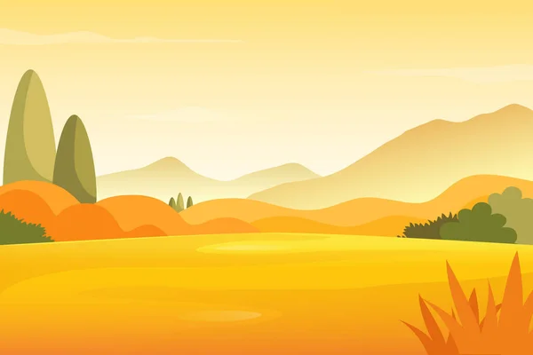 Осенний Луговой Пейзаж Фоне Гор — стоковый вектор