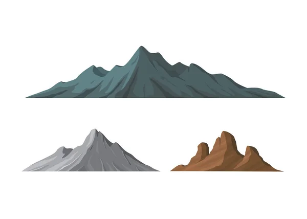 Conjunto Vectorial Varias Formas Montaña Paraje Natural Pico Aventura Turismo — Archivo Imágenes Vectoriales