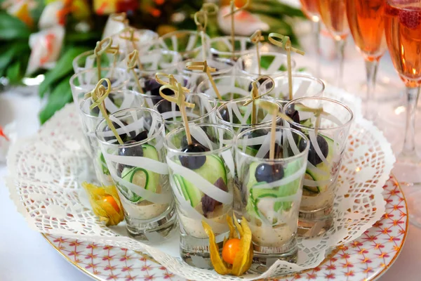 Festive appetizer - canape. — Stock Photo, Image