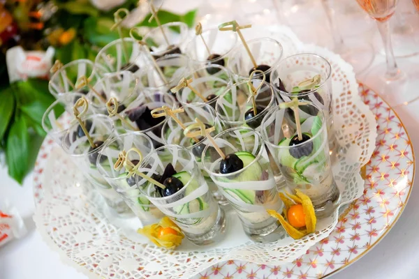 Festive appetizer - canape. — Stock Photo, Image