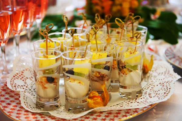 Festive appetizer - canape. — Stock Photo, Image