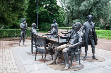 Rusya. Saint-Petersburg. 23.08.2017. heykel kompozisyon 