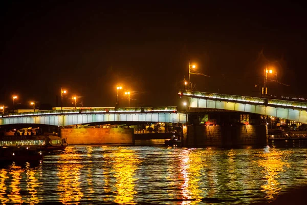 Росія Санкт Петербург 2017 Року Підйомний Міст Міст Палацу Нічне — стокове фото